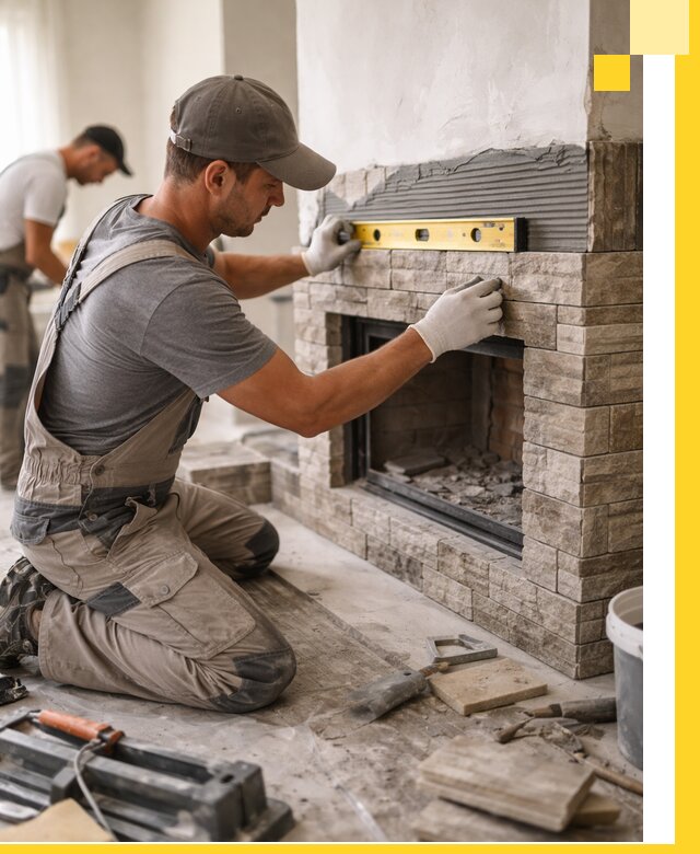 Облицовка каминов в Ельце, монтаж и отделка натуральным камнем