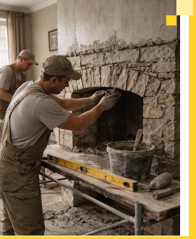 Изготовление каминов под ключ в Ельце, монтаж и отделка