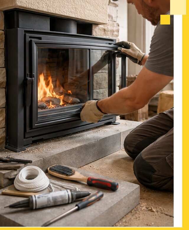 Производство, монтаж и доставка каминов со стеклом в Ельце