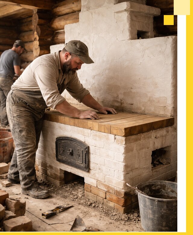 Проектирование и установка русской печи с лежанкой в Ельце