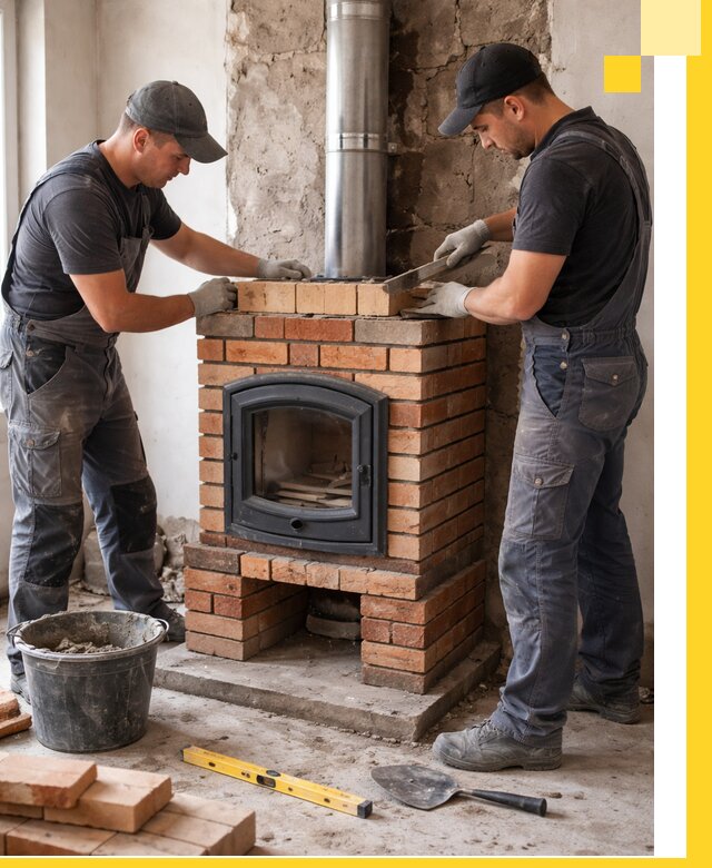 Монтаж печи камина под ключ в Ельце с гарантией и пусконаладкой