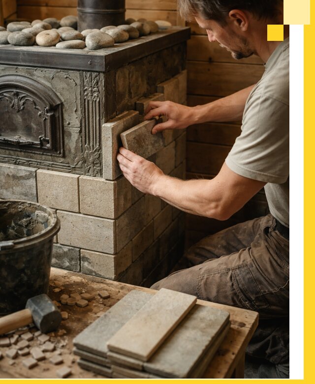 Облицовка банных печей в Ельце профессиональная отделка