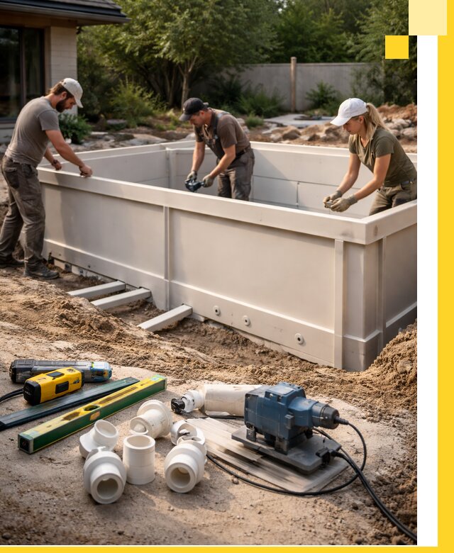 Установка полипропиленовых бассейнов под ключ в Ельце