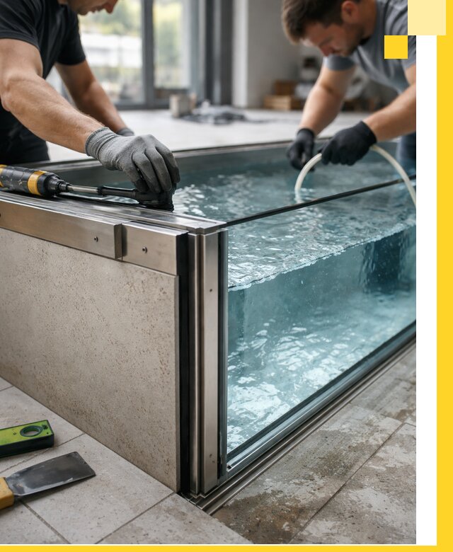 Проектирование и монтаж стеклянных бассейнов в Ельце