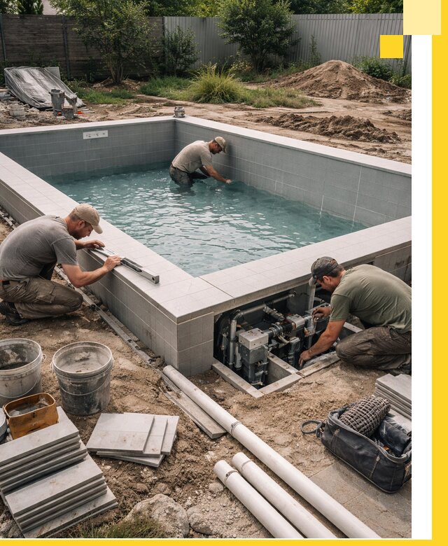 Строительство и монтаж бассейнов для дачи под ключ в Ельце