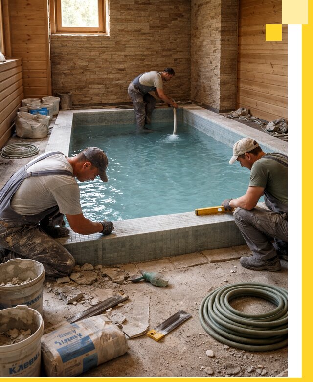 Проектирование и строительство бассейнов для бани в Ельце