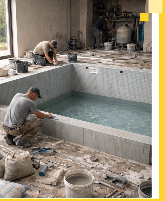 Строительство и монтаж бассейнов в помещении в Ельце