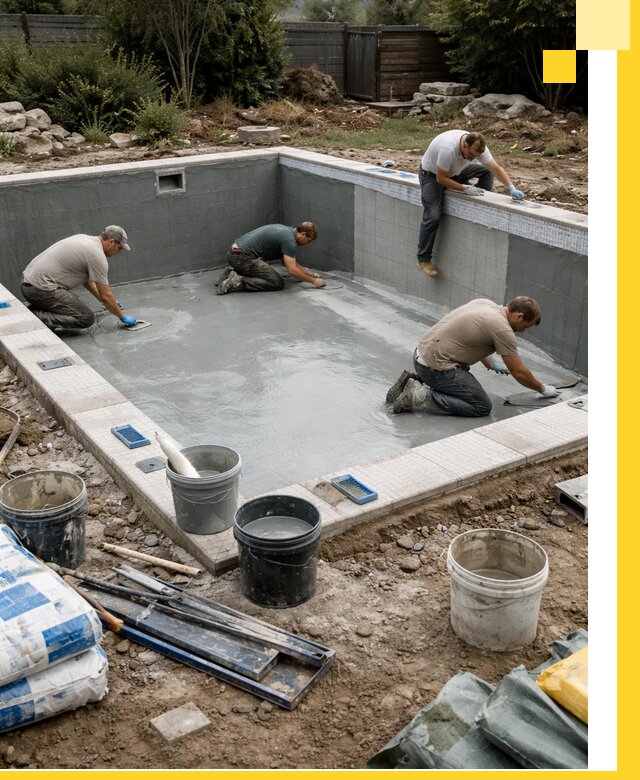 Изготовление и монтаж чаши бассейна под ключ в Ельце