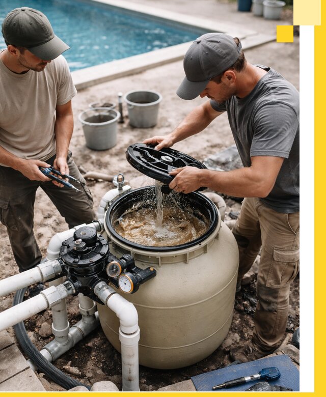 Установка и обслуживание песочных фильтров для бассейнов в Ельце