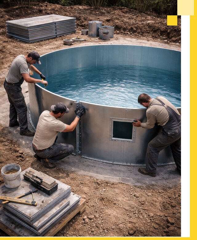 Круглые бассейны под ключ в Ельце проектирование и монтаж