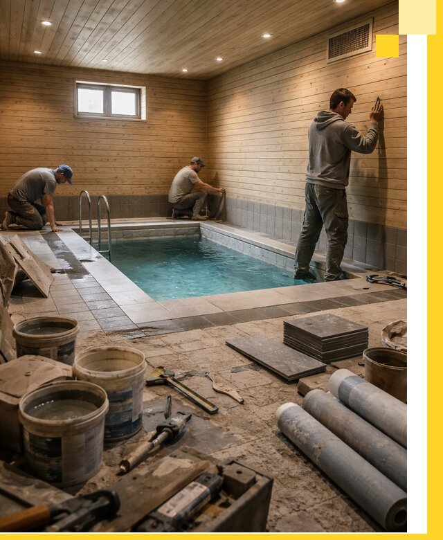 Строительство бани с бассейном и сауной под ключ в Ельце