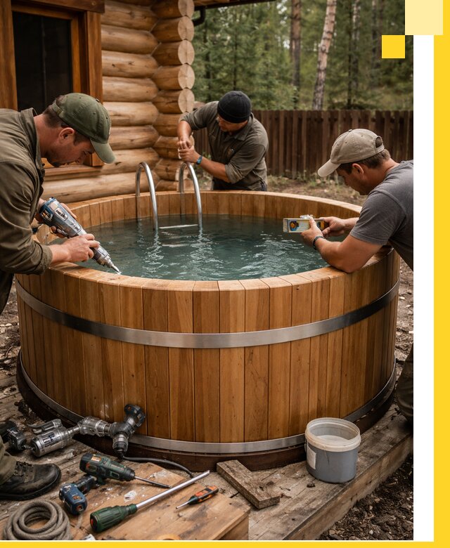 Строительство бань с купелью под ключ и отделкой в Ельце