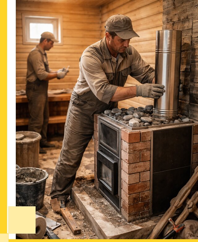 Монтаж печи в бане под ключ в Ельце от 20536 р. | ЭриданЕлц