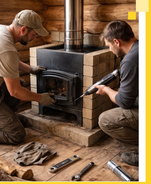 Монтаж и установка печи в бане под ключ с гарантией в Ельце