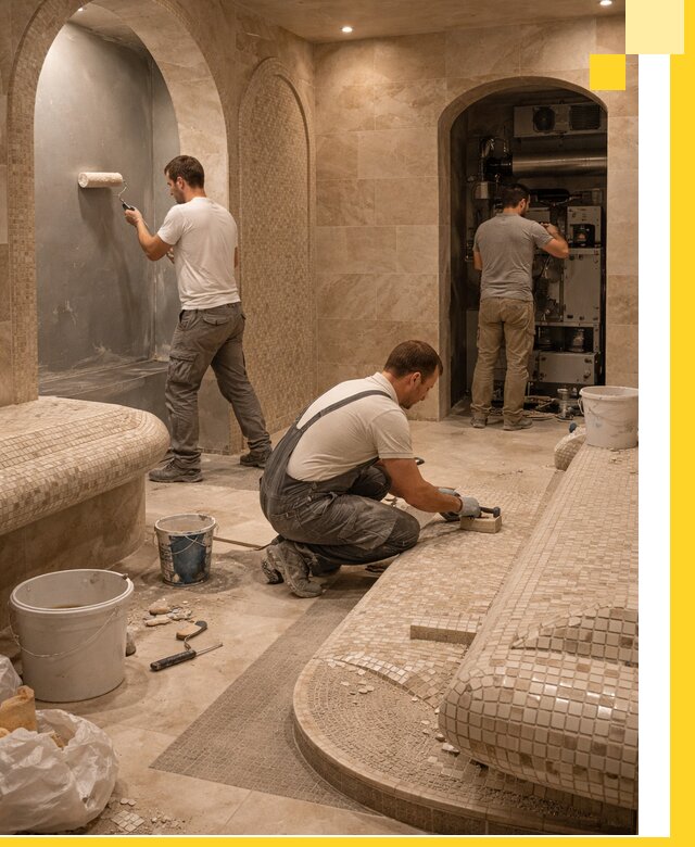 Строительство бани с хамамом и бассейном под ключ в Ельце