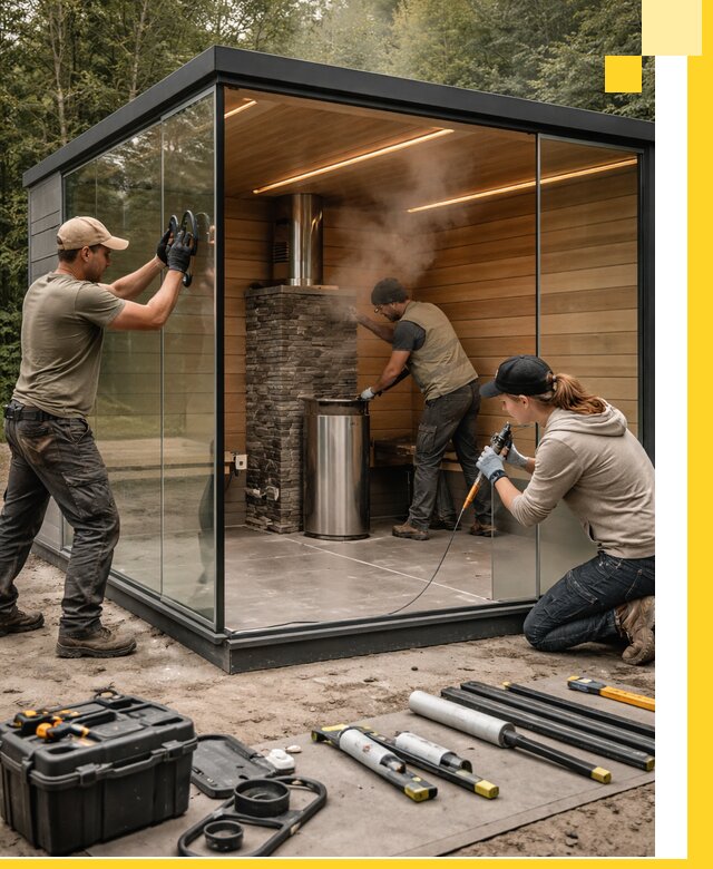 Проектирование и строительство стеклянных бань в Ельце