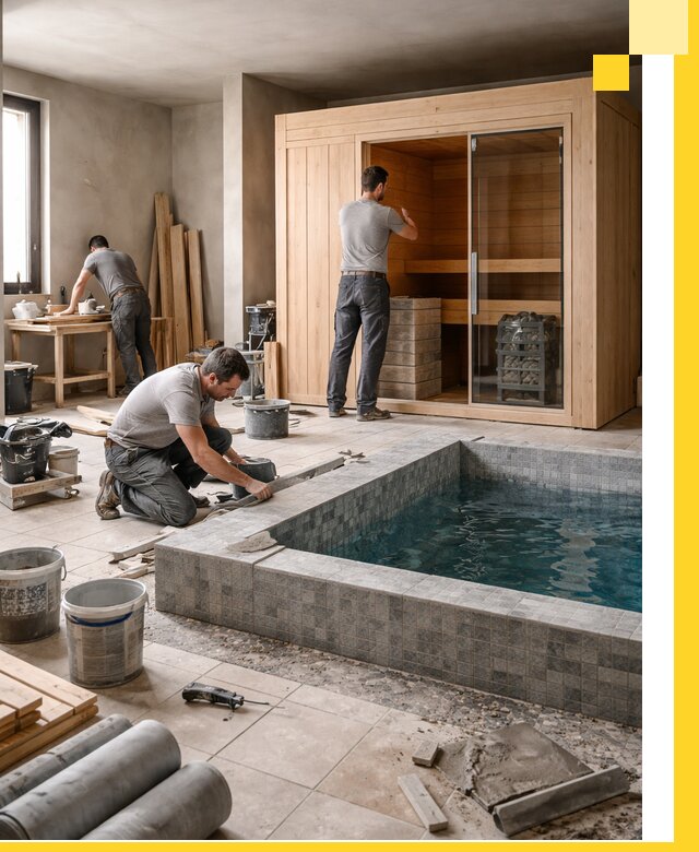 SPA зоны под ключ с бассейном сауной и печью в Ельце